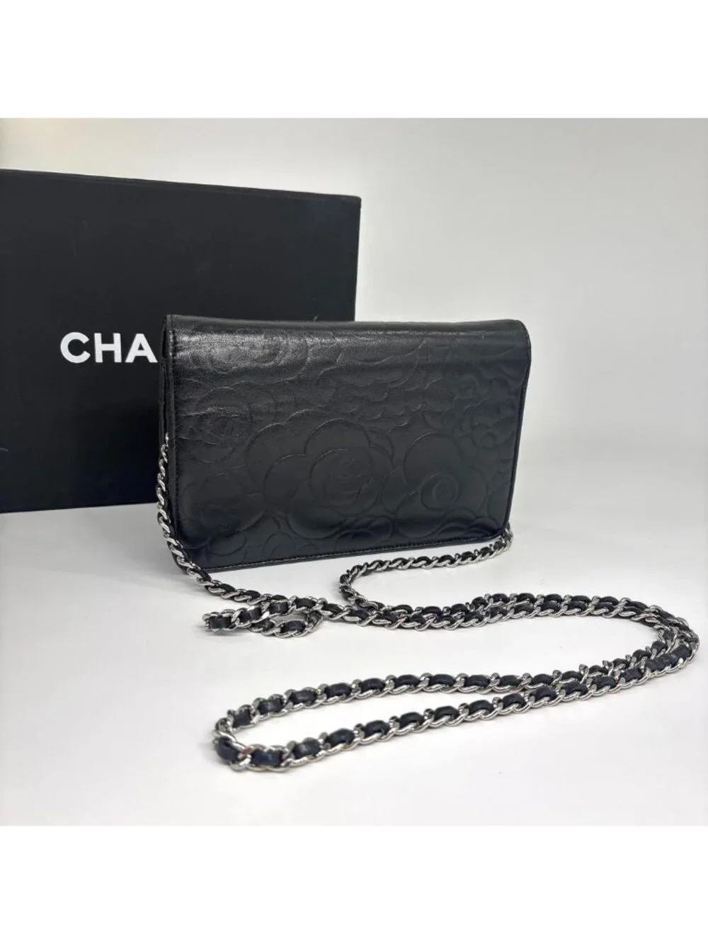 Chanel Super Camellia Black Chain Shoulder